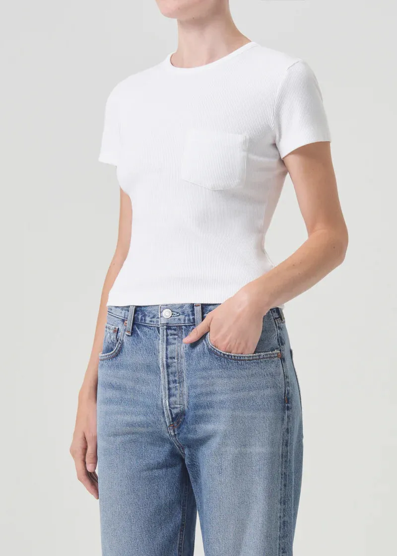 AGOLDE ARLO RIB TEE IN WHITE