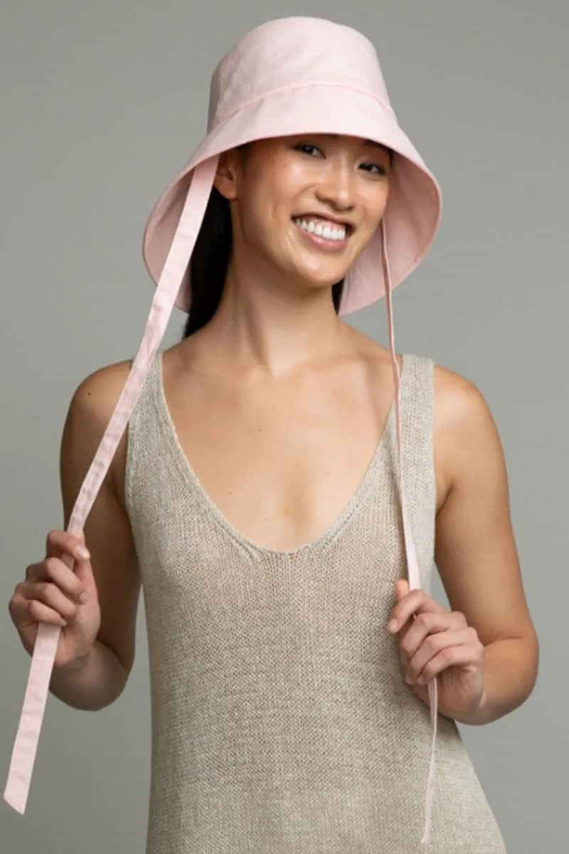 ALLY PALE PINK LINEN BUCKET HAT