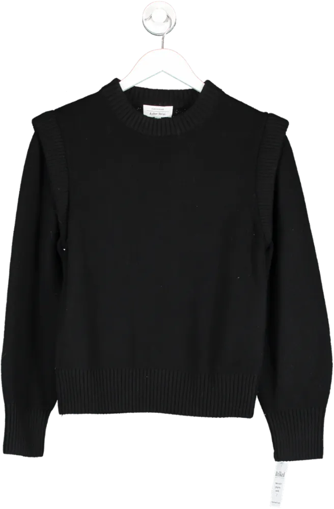 & Other Stories Black Extended Shoulder Merino Jumper UK S