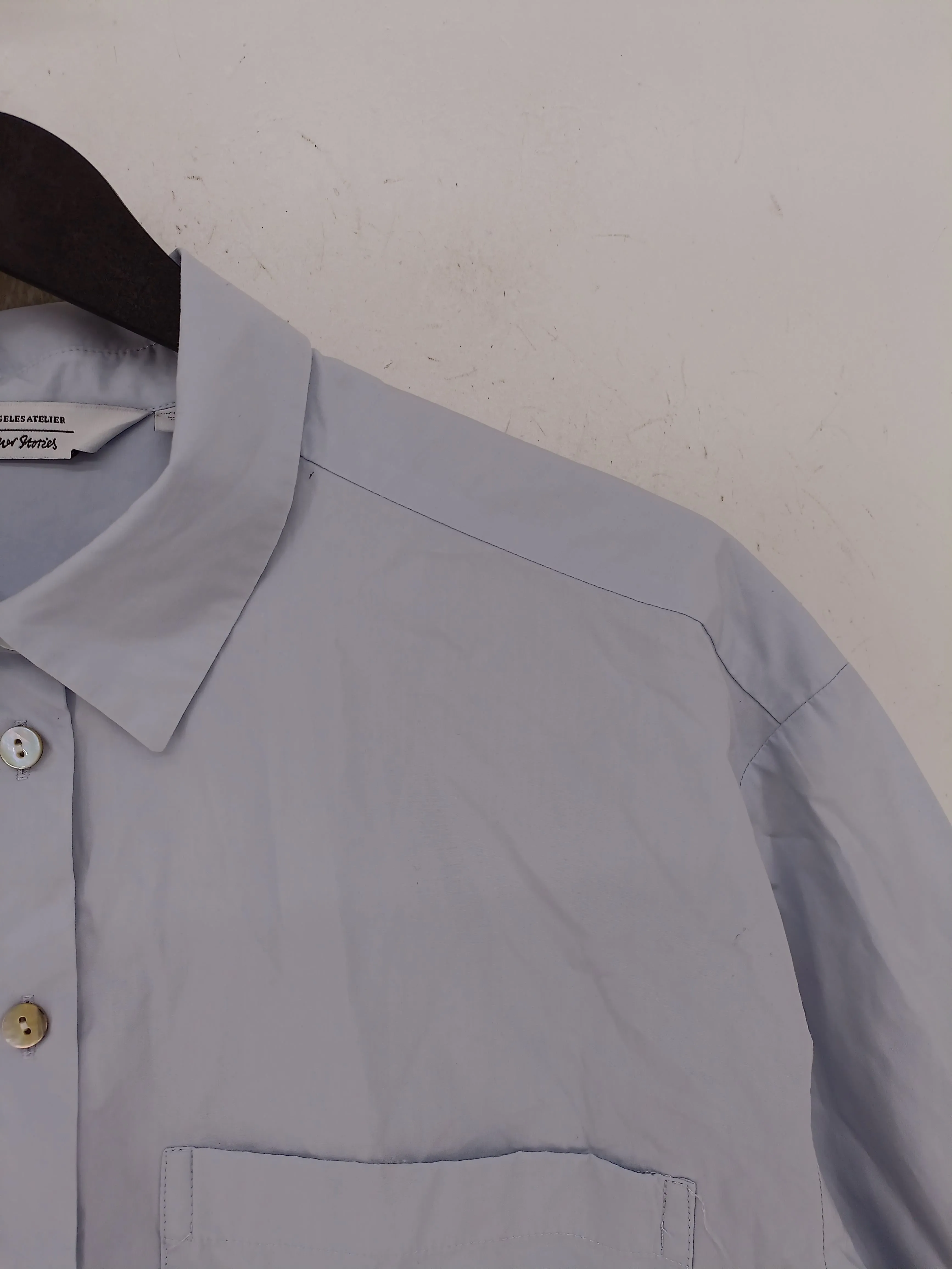 & Other Stories Men's Shirt S Blue 100% Cotton