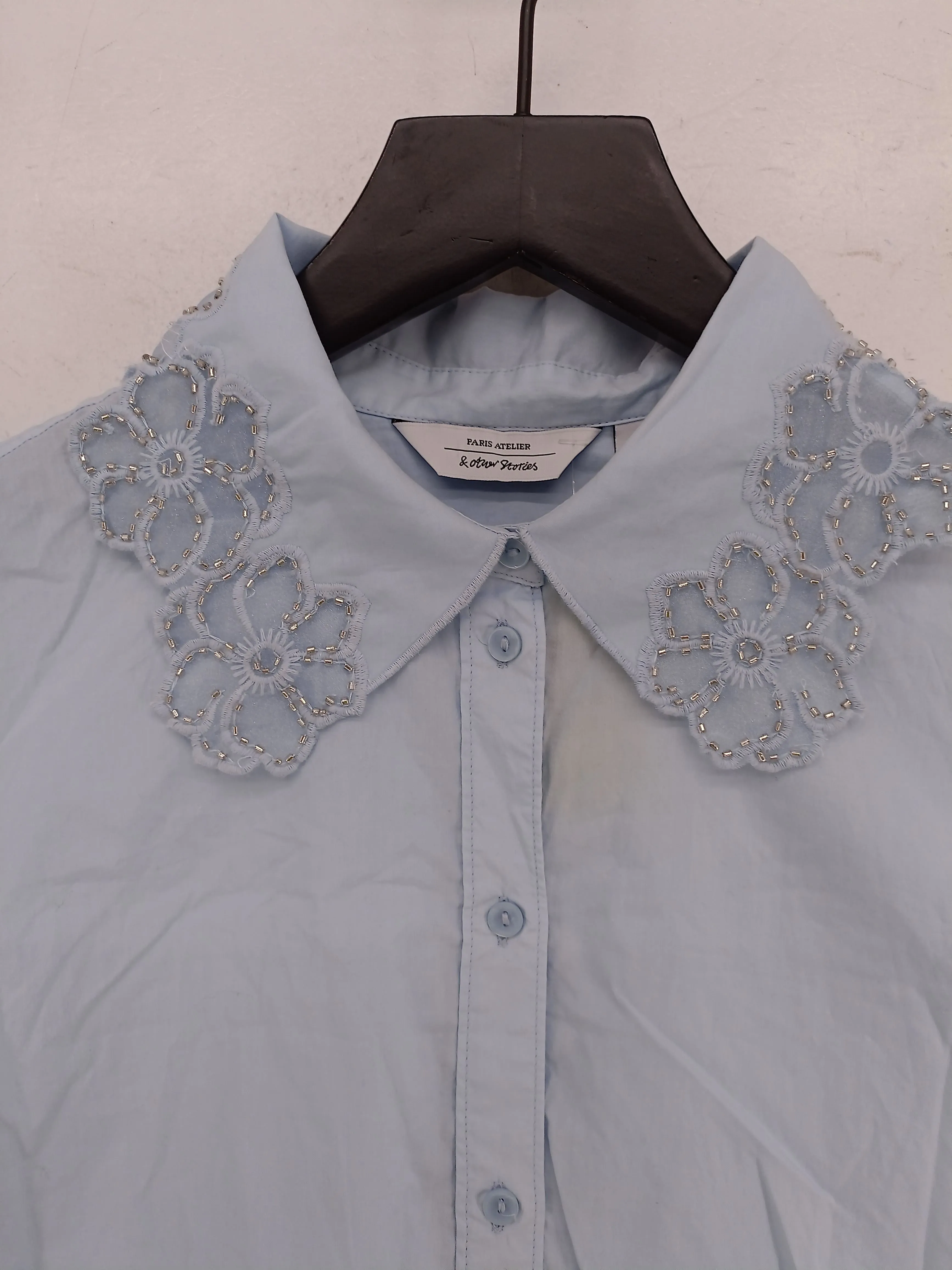 & Other Stories Women's Blouse UK 10 Blue 100% Cotton