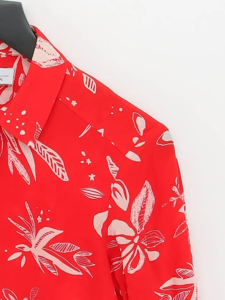 & Other Stories Women's Blouse UK 6 Red 100% Silk