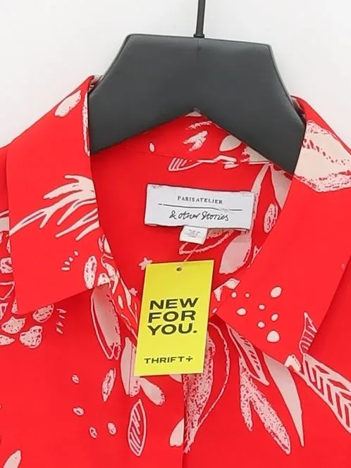 & Other Stories Women's Blouse UK 6 Red 100% Silk