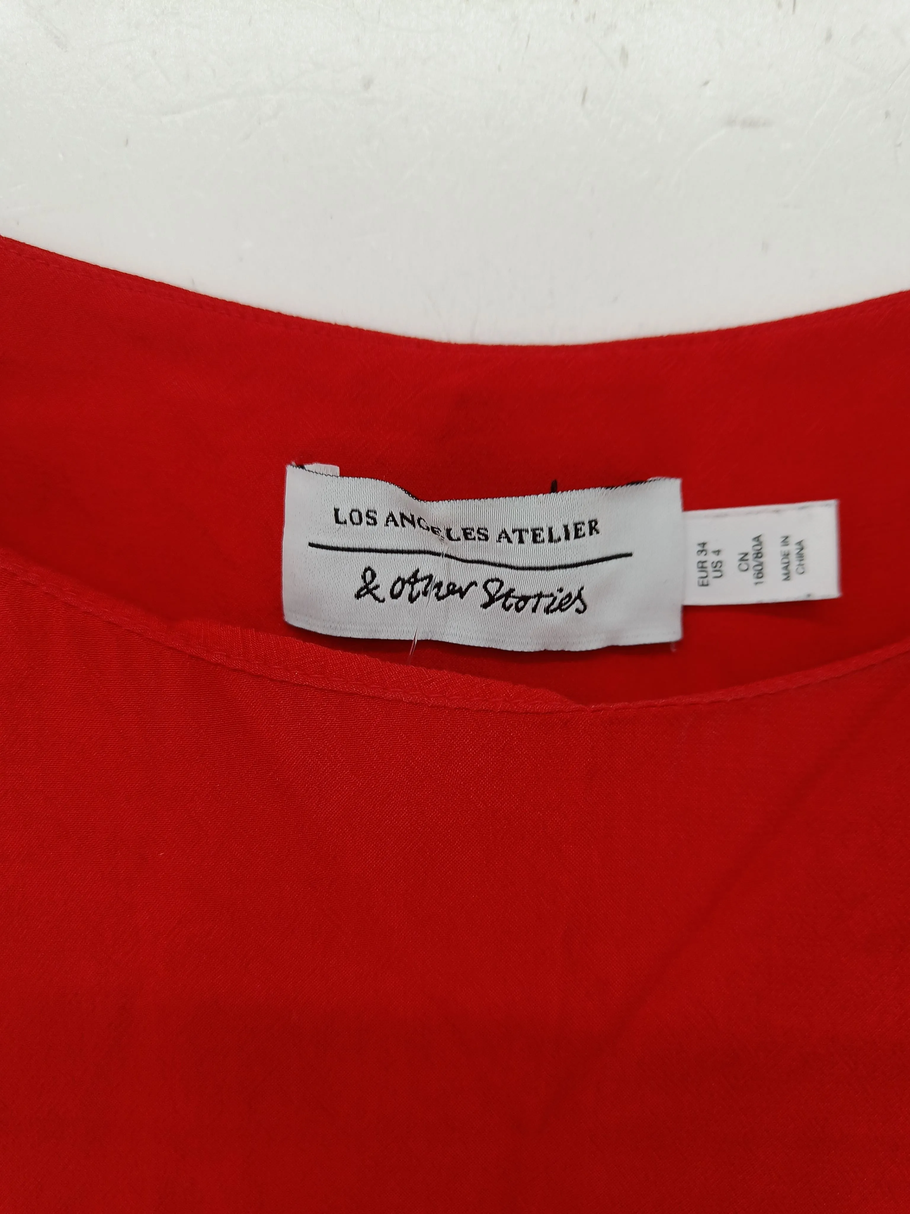 & Other Stories Women's Blouse UK 6 Red 100% Viscose