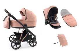 BabyStyle Prestige Vogue Pushchair - Coral / Gold Frame / Brown Leather