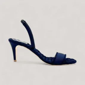 CLAUDIA | Navy Grosgrain - Slingback Sandals