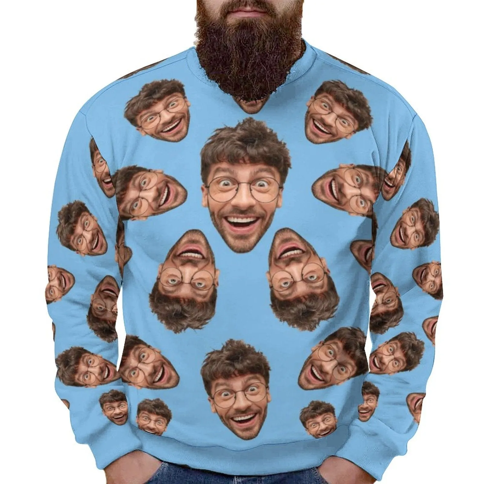 Custom Face Multicolor Loose Sweatshirt Family Matching Sweatshirt