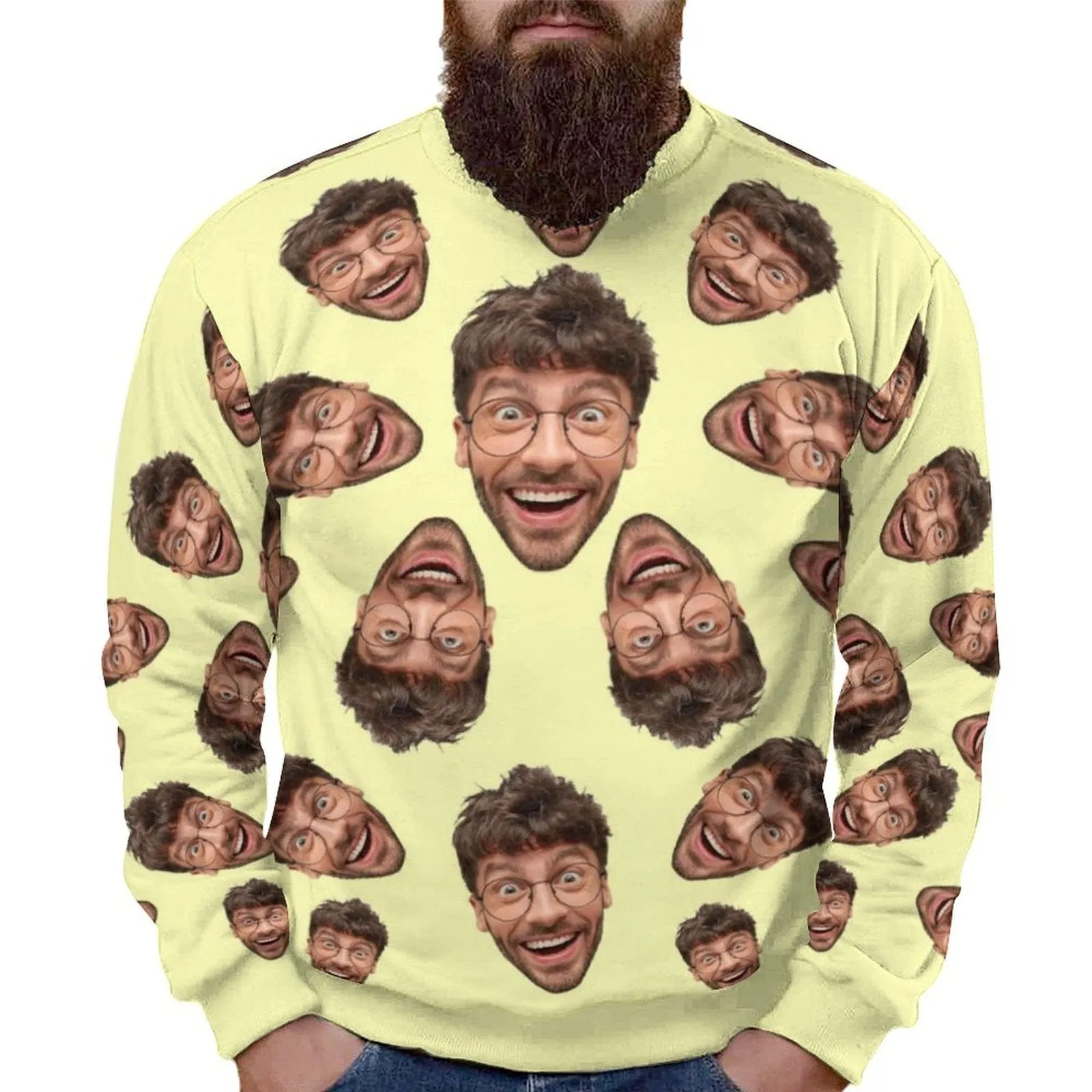 Custom Face Multicolor Loose Sweatshirt Family Matching Sweatshirt