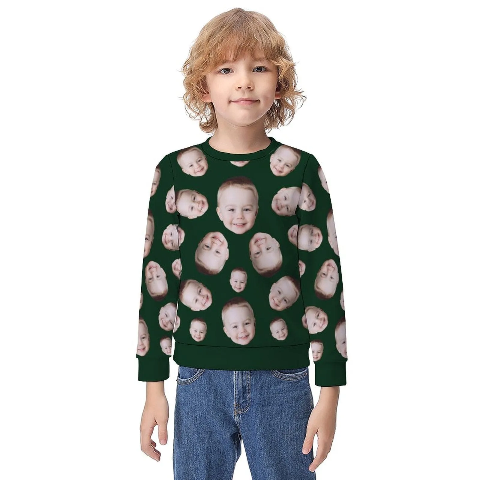 Custom Face Multicolor Loose Sweatshirt Family Matching Sweatshirt