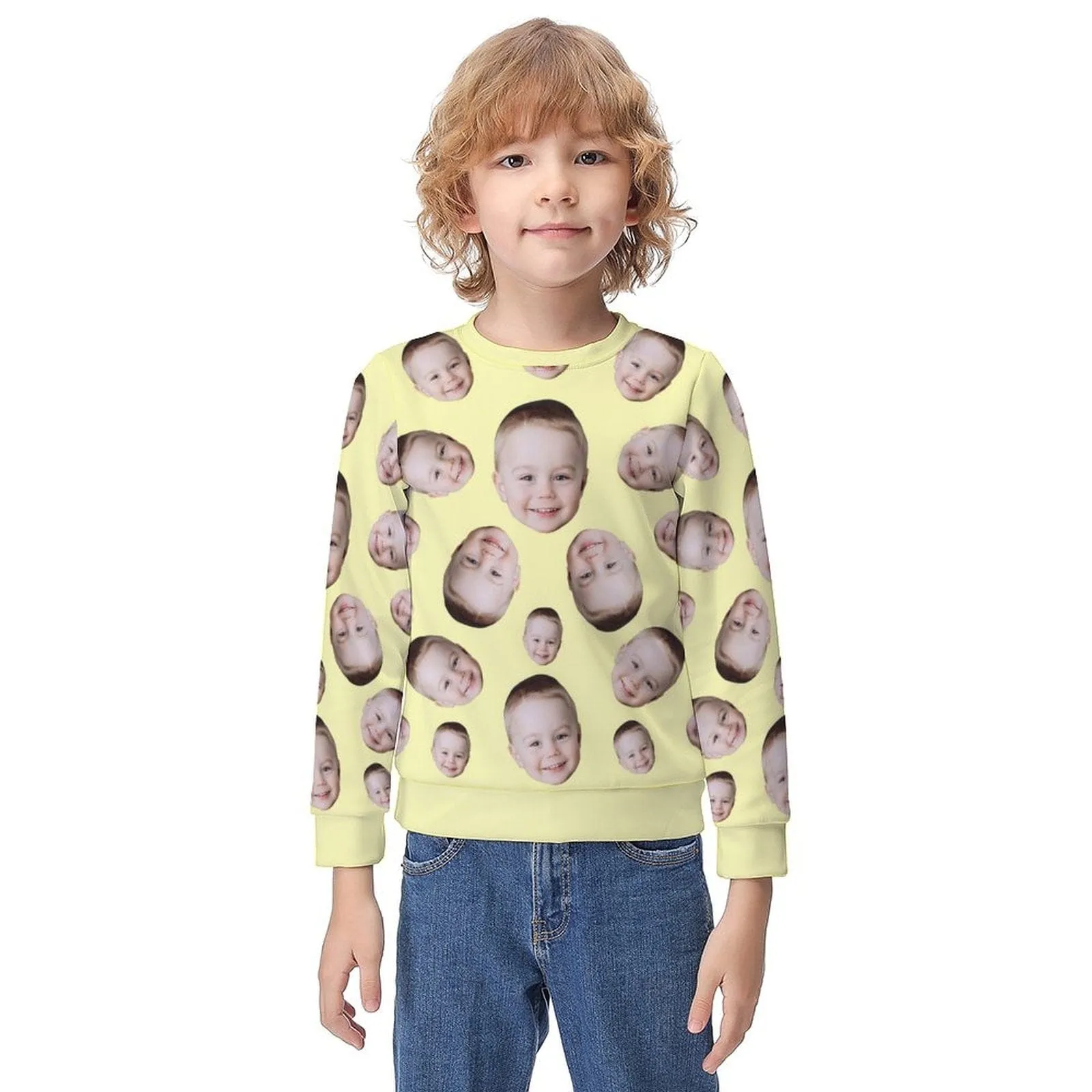 Custom Face Multicolor Loose Sweatshirt Family Matching Sweatshirt