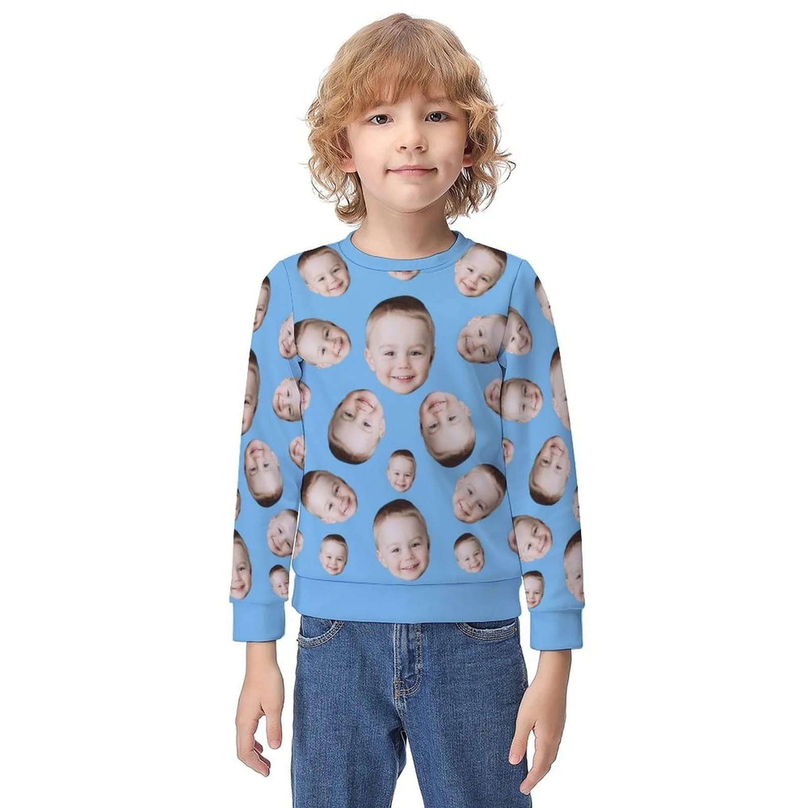 Custom Face Multicolor Loose Sweatshirt Family Matching Sweatshirt