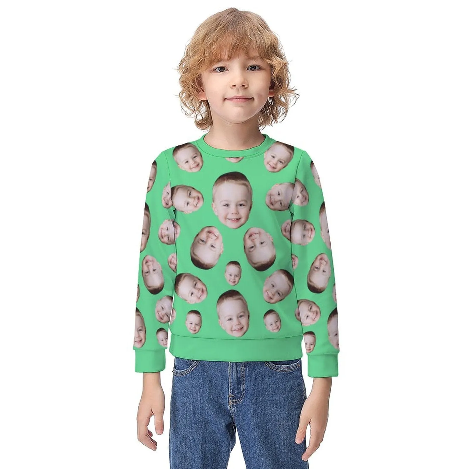 Custom Face Multicolor Loose Sweatshirt Family Matching Sweatshirt