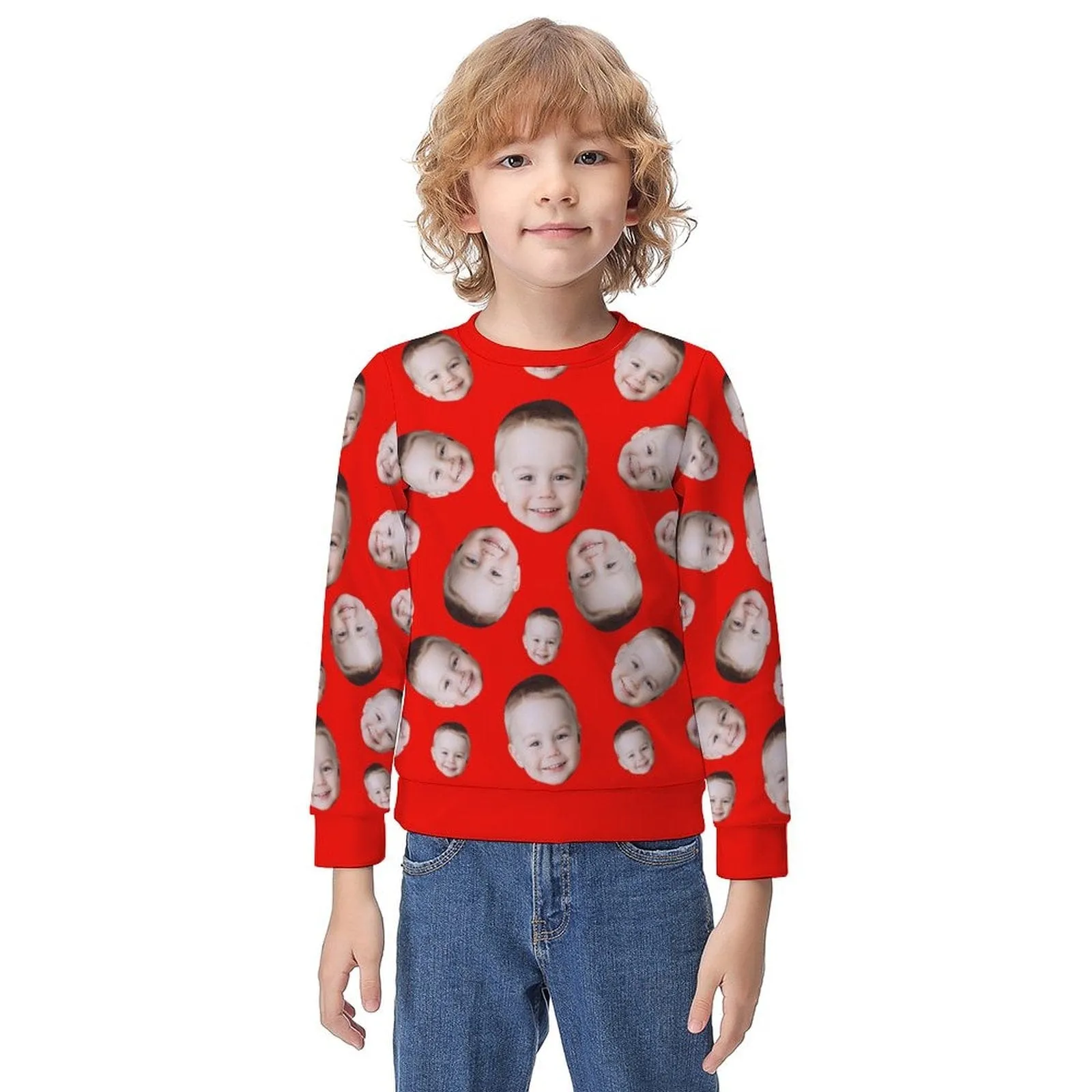 Custom Face Multicolor Loose Sweatshirt Family Matching Sweatshirt