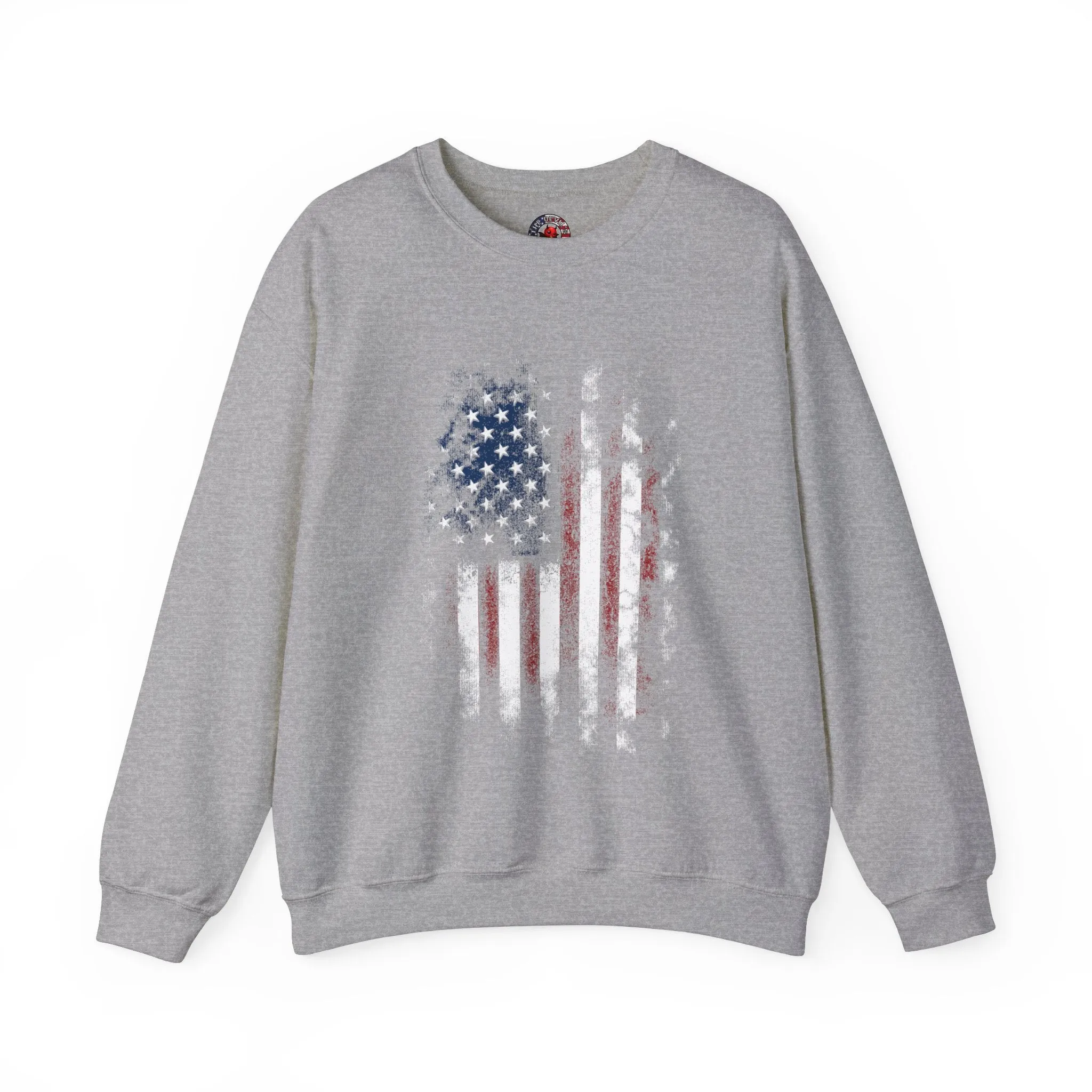 Distressed American Flag Crewneck Sweatshirt