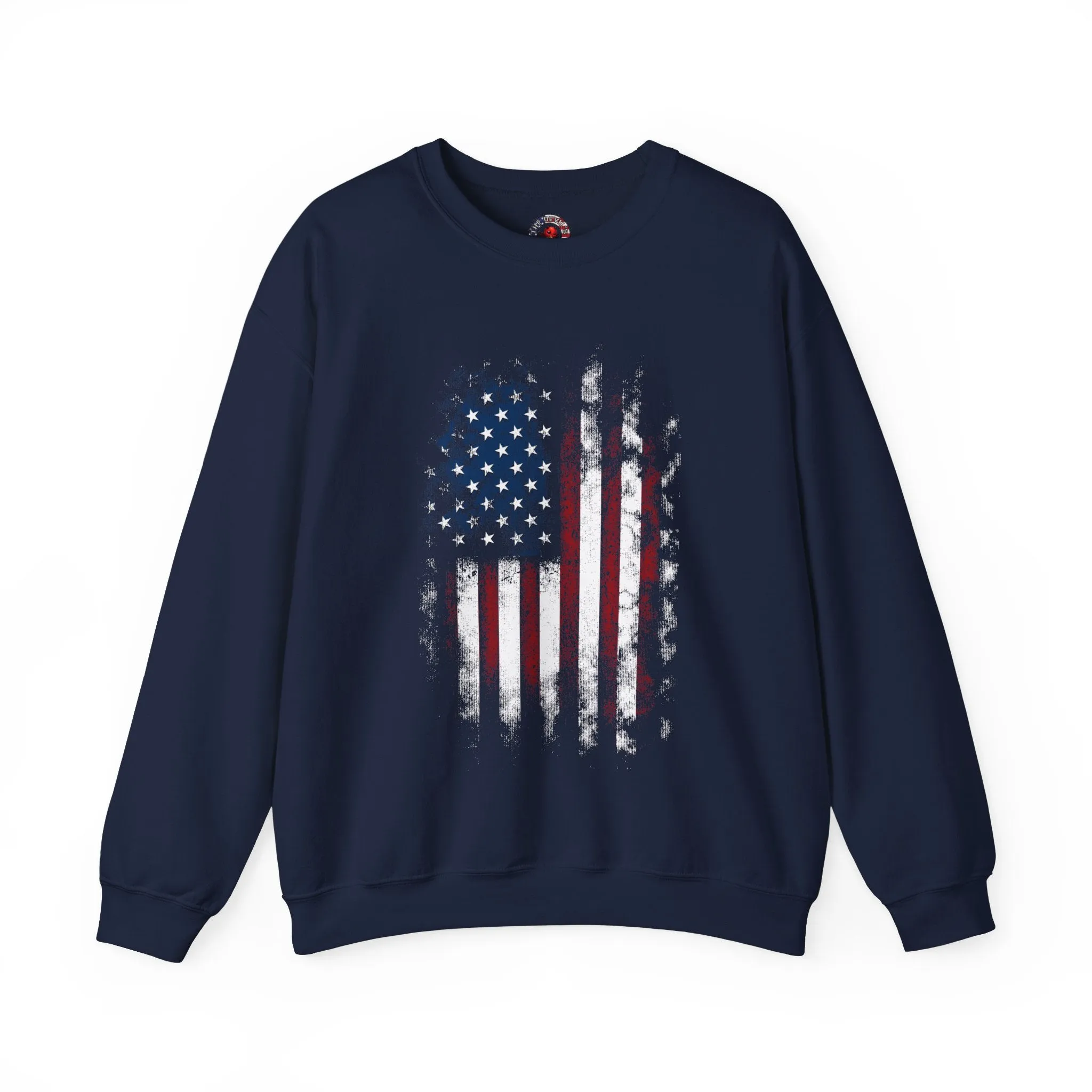 Distressed American Flag Crewneck Sweatshirt