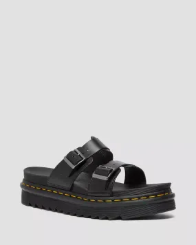 Doc Martens UNISEX MYLES BRANDO LEATHER BUCKLE SLIDE SANDALS (Black)