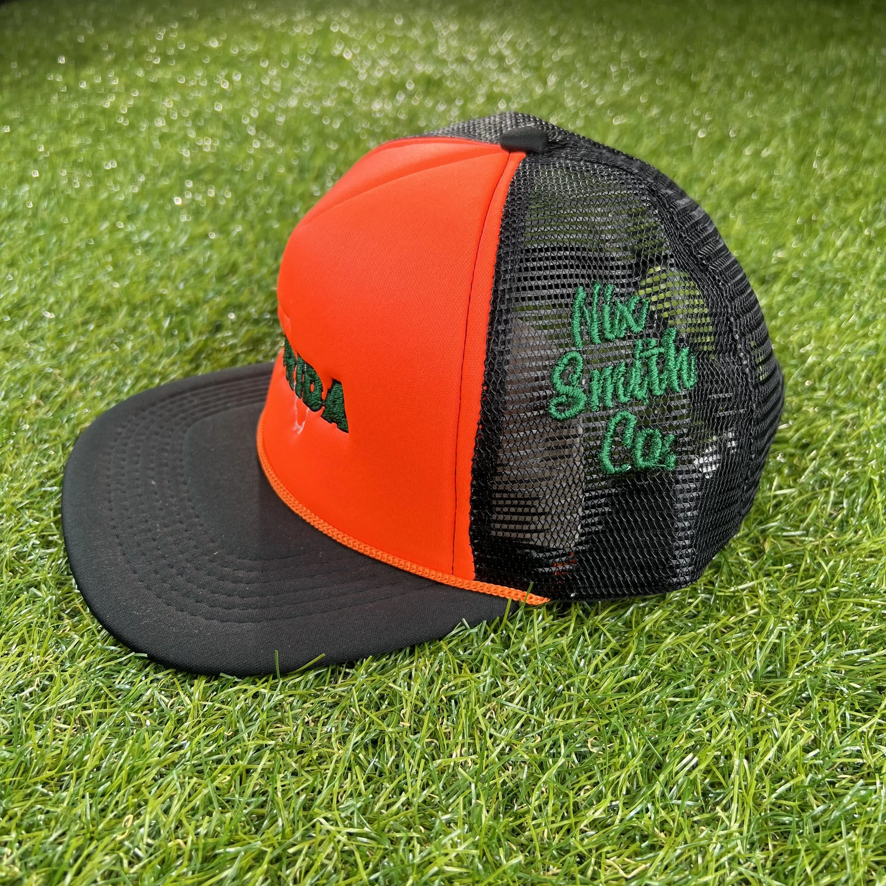 Florida Map Mesh Trucker Hat (Org/Blk/Green)