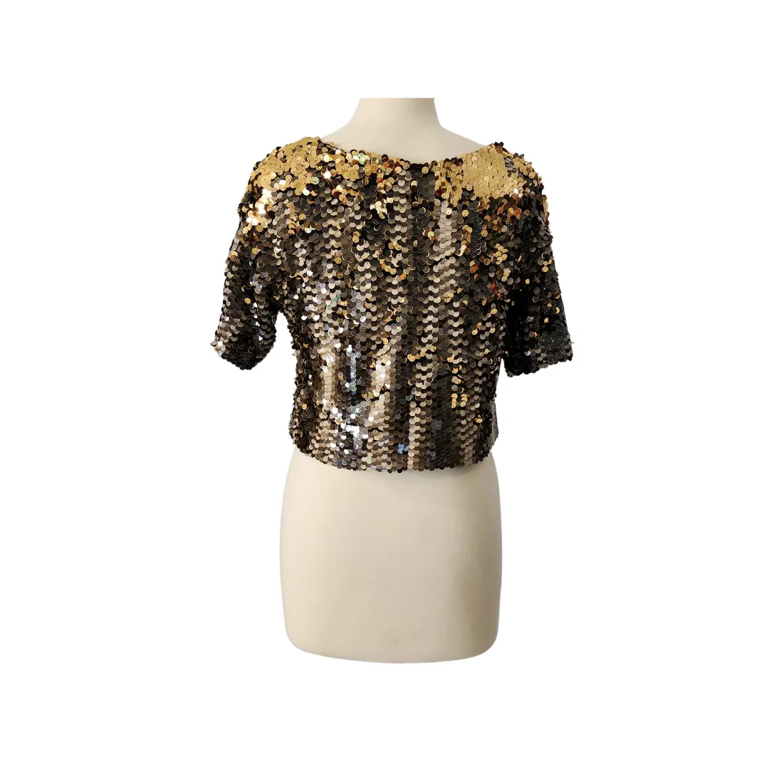 H&M Gold Sequins Crop Top | Pre Loved |