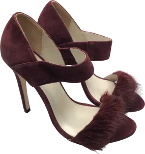 Karen Millen Brown Fur Trimmed Heeled Sandals UK 5 EU 38 👠