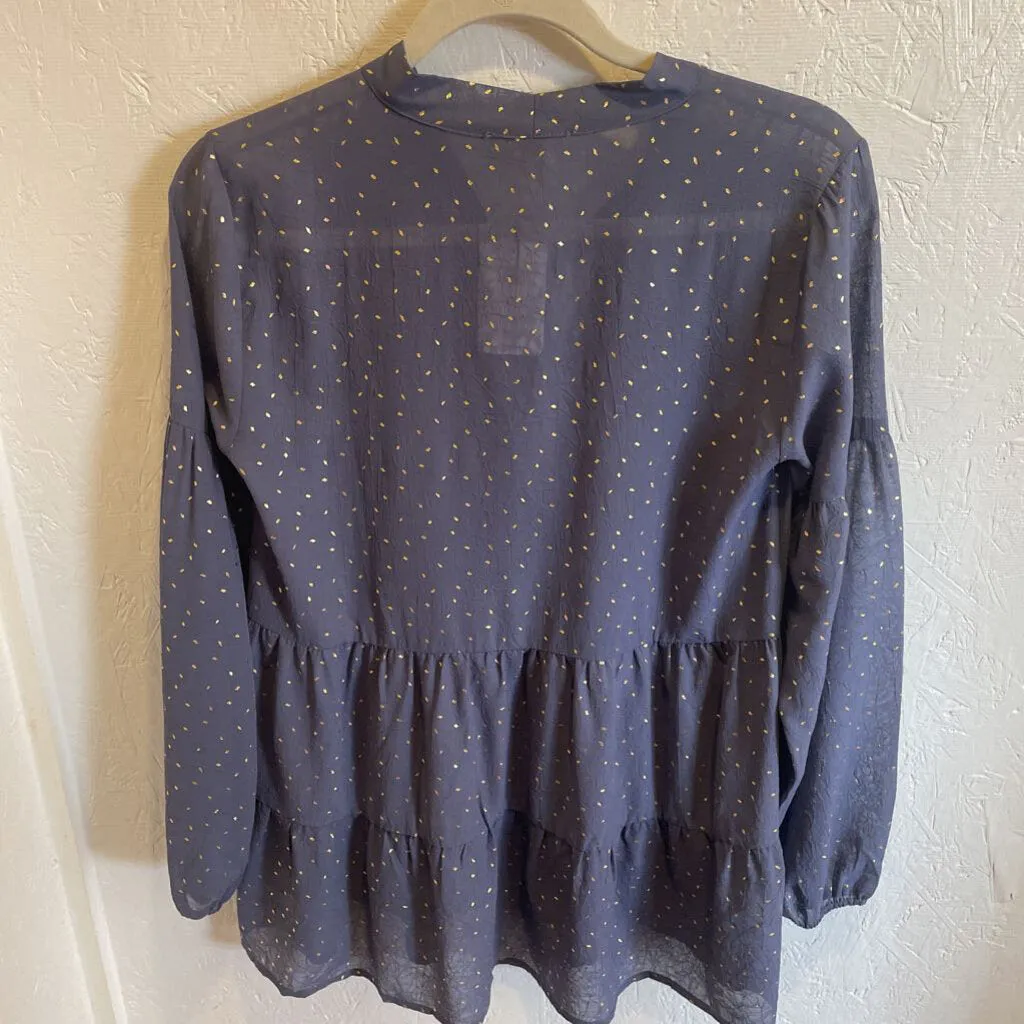 NWT Semi Sheer Metallic Flecked Baby Doll Top/Tunic Size S