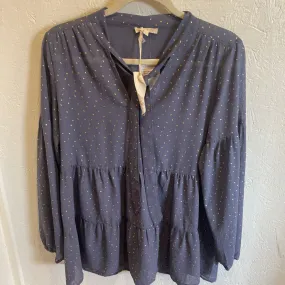 NWT Semi Sheer Metallic Flecked Baby Doll Top/Tunic Size S