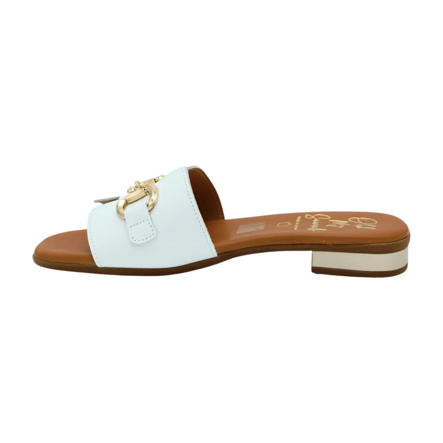 OH MY SANDALS White Leather Slider Sandal 5340