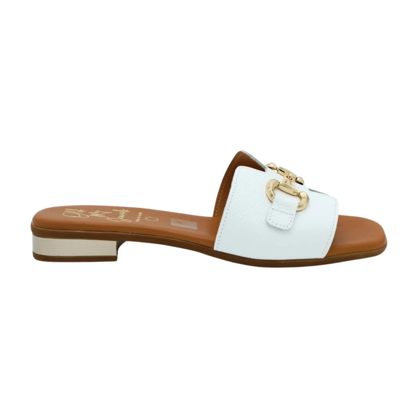 OH MY SANDALS White Leather Slider Sandal 5340