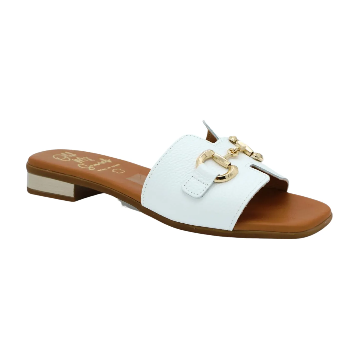 OH MY SANDALS White Leather Slider Sandal 5340