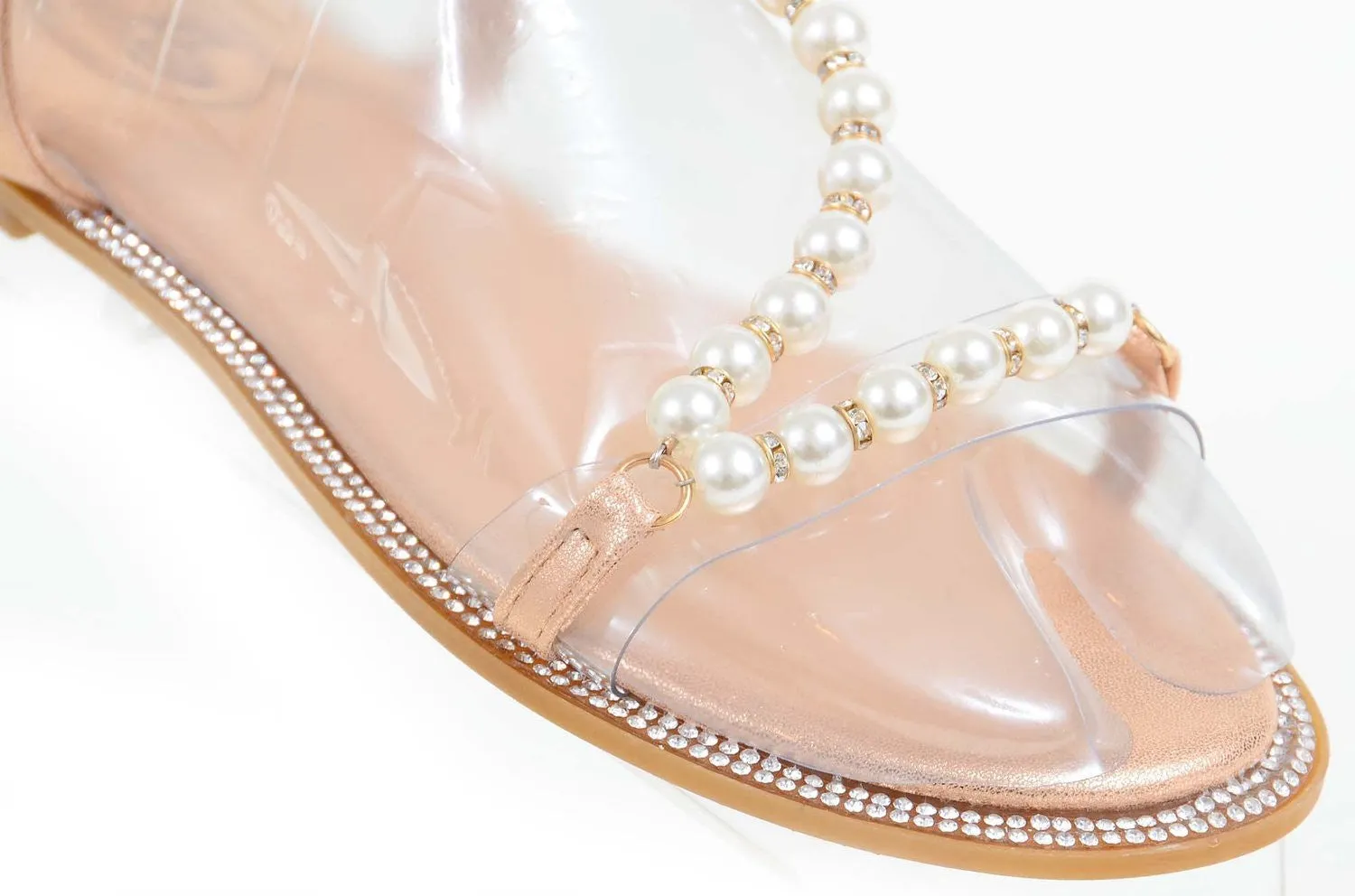 Pearls Jewels Wedding Formal Bridesmaid Flat Sandal