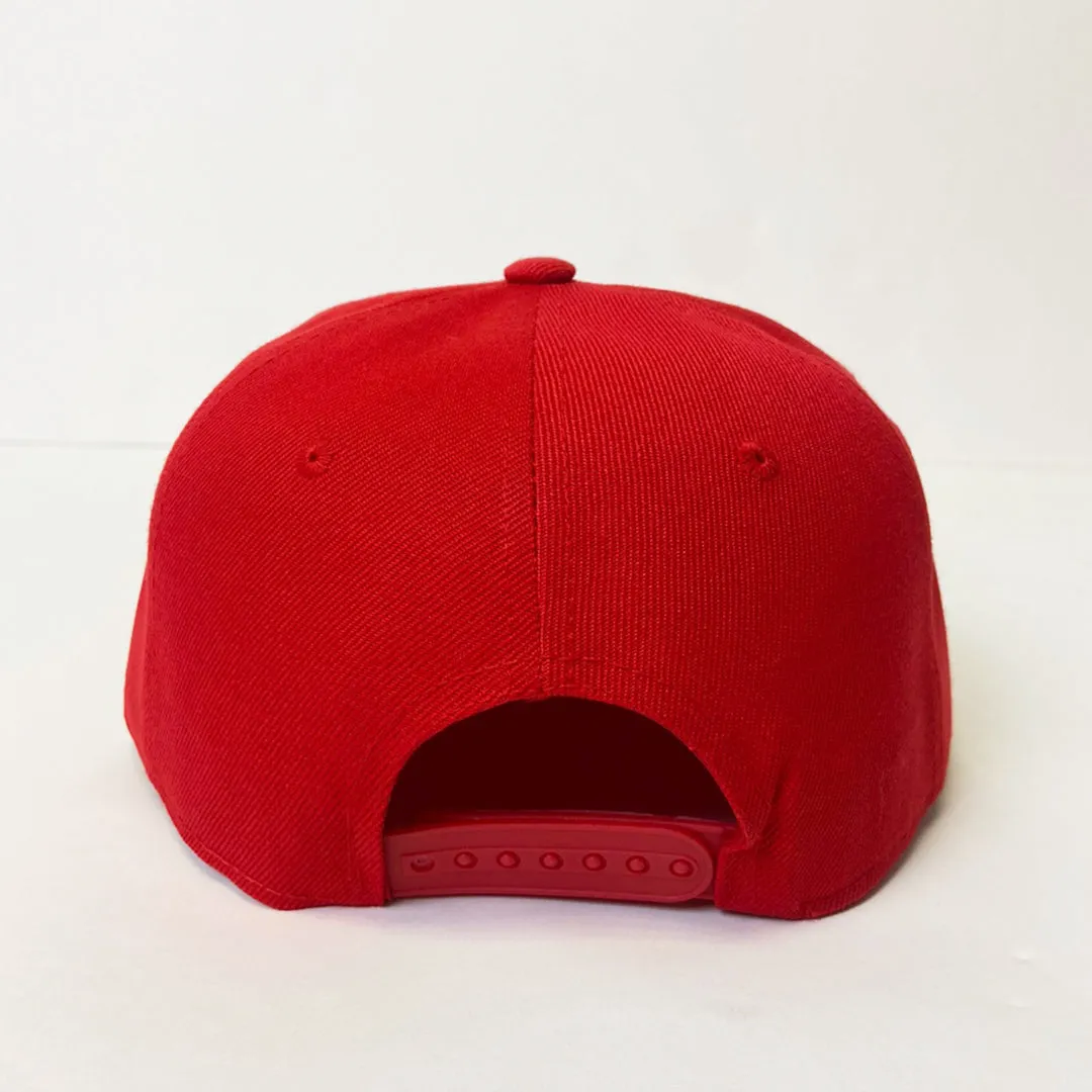 Plain Snapback 5 Panel Hat - Red