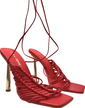 Public Desire Red Kristen Tie Up Heeled Sandal UK 5 EU 38 👠