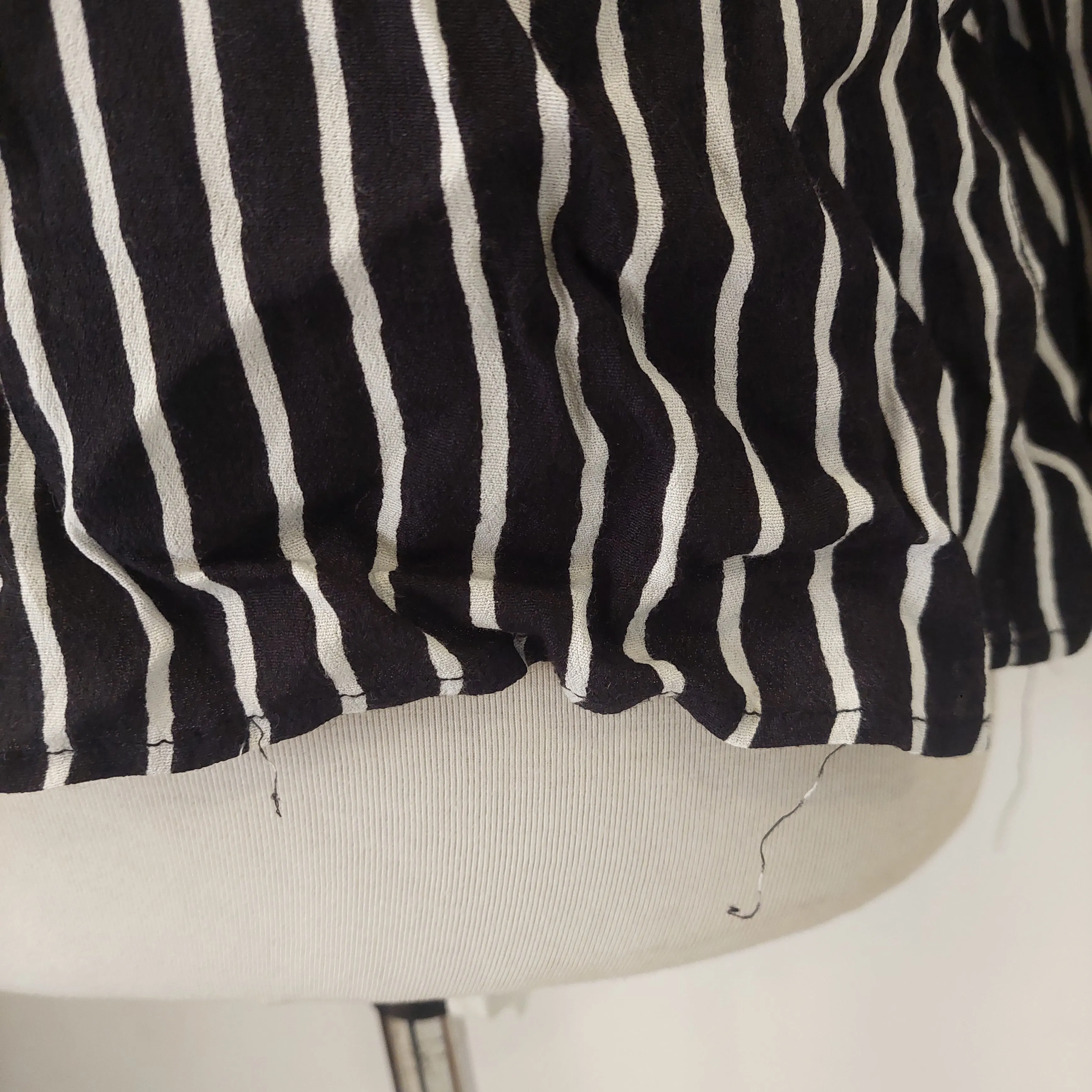 Pull & Bear Black and White Striped V-neck Top | Pre loved |