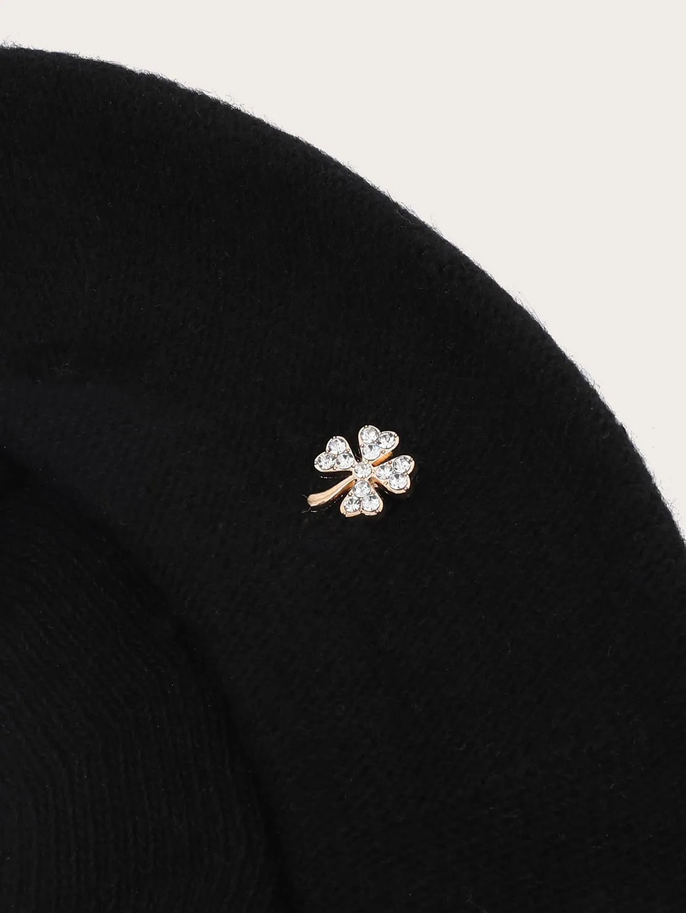 Rhinestone Bow Decor Beret