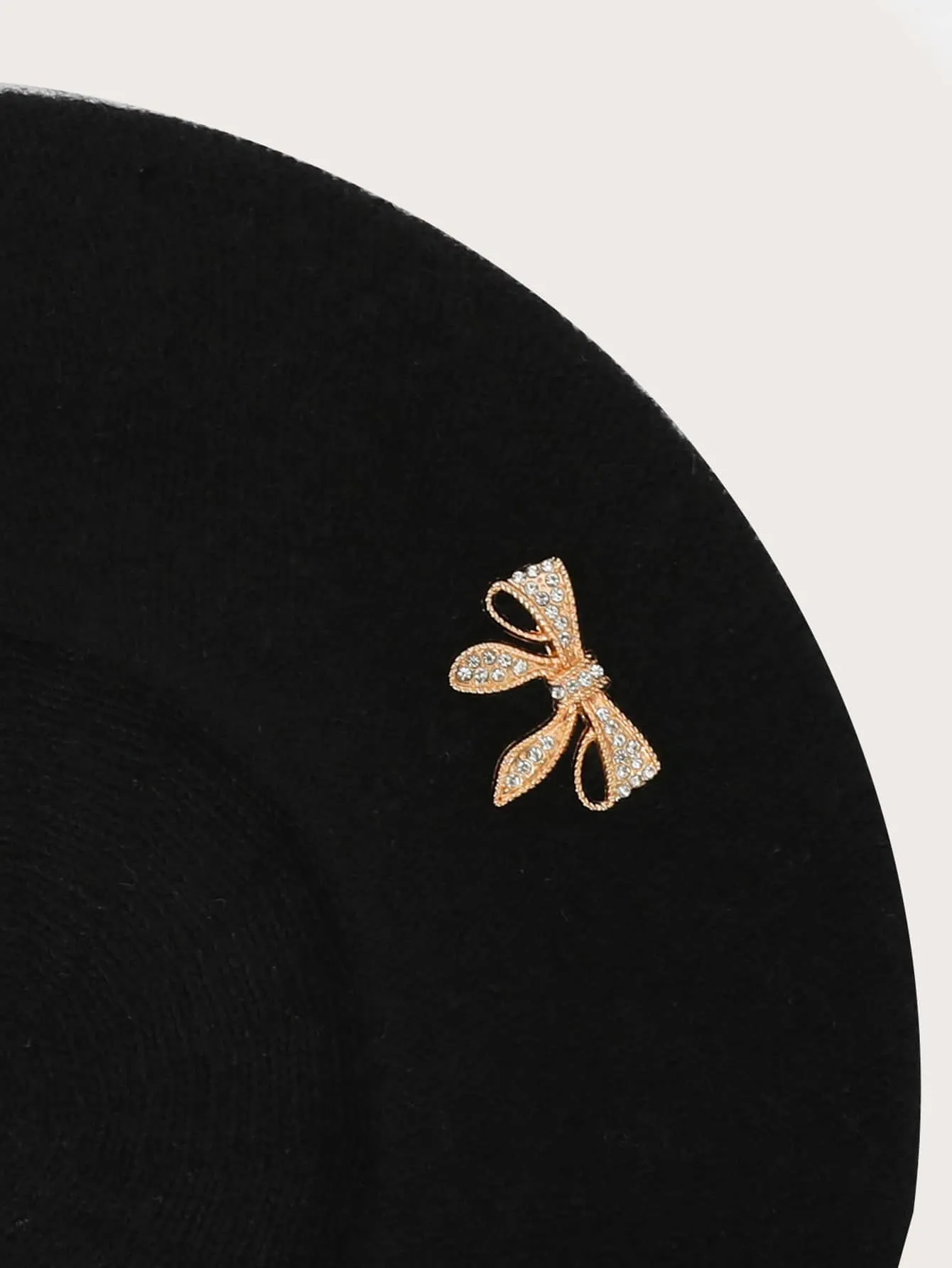 Rhinestone Bow Decor Beret