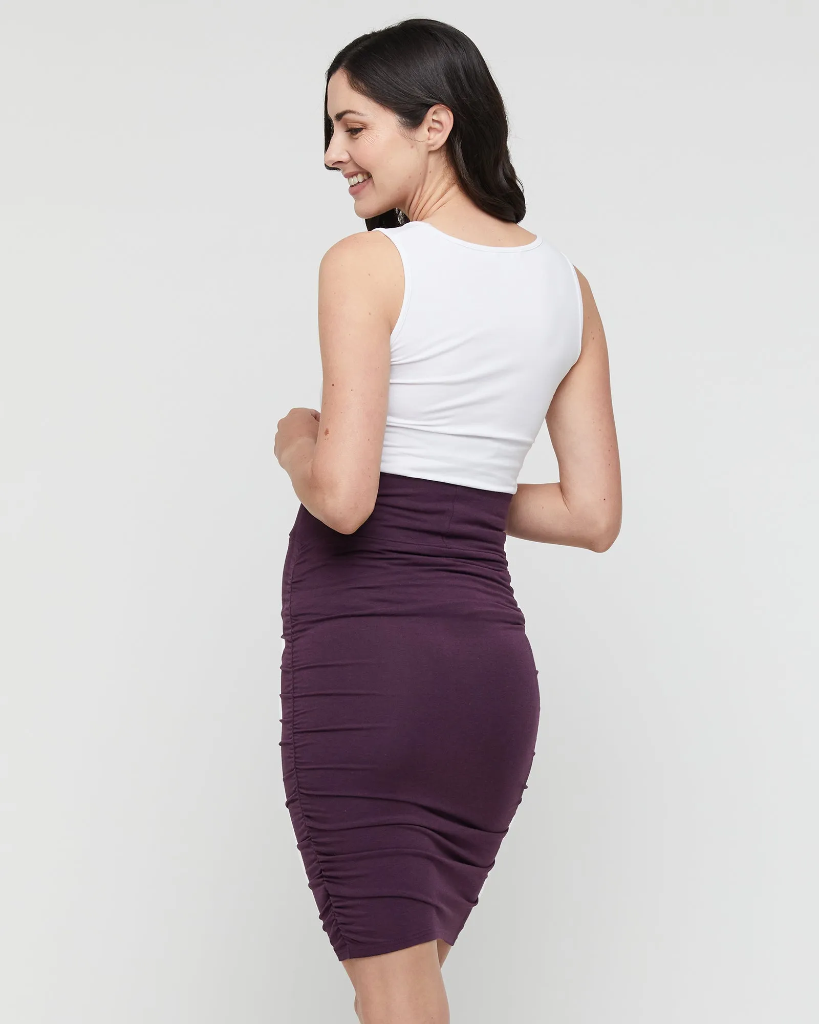 Ruched Bamboo Skirt - Plum