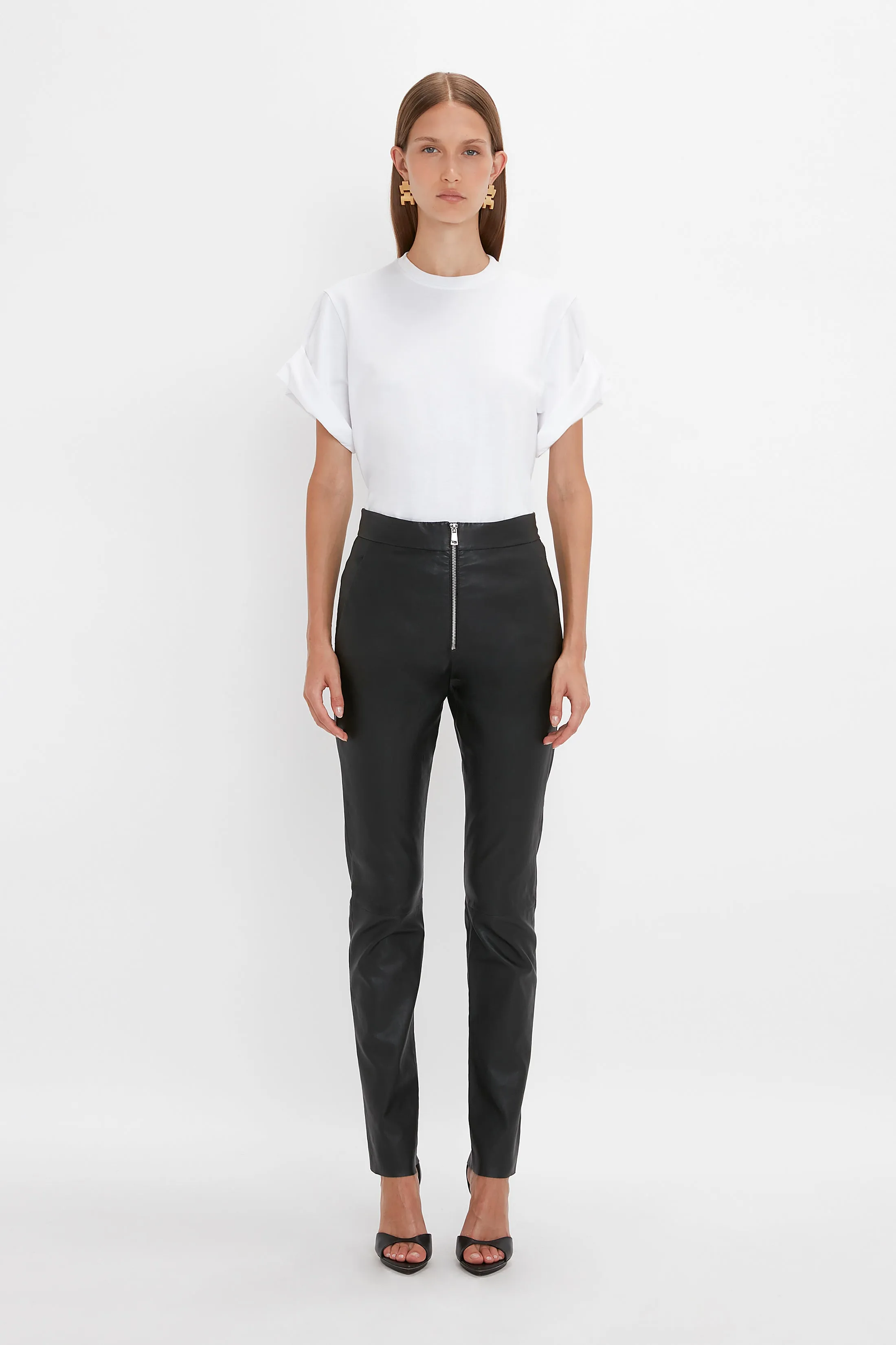 Slim Leather Trouser in Black