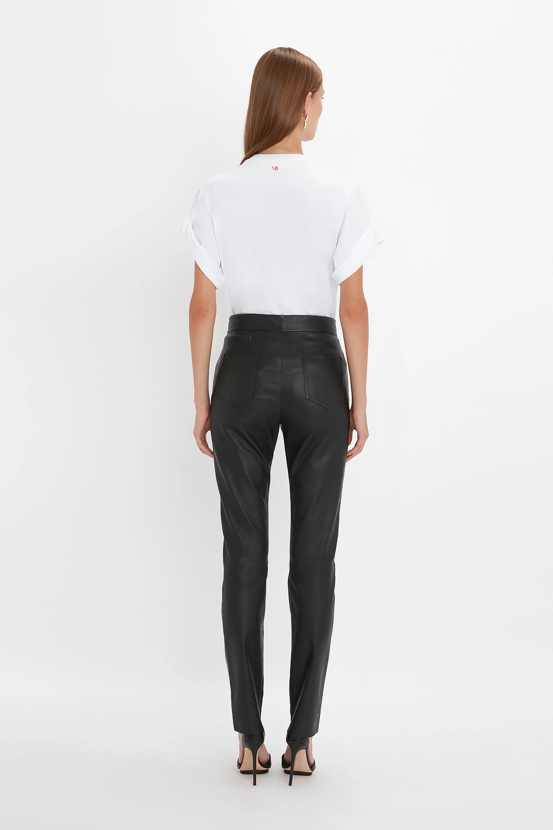 Slim Leather Trouser in Black