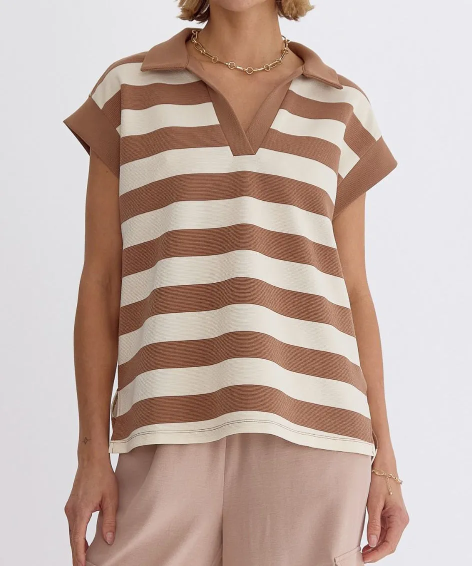 Stripe Knit Top - Light Mocha