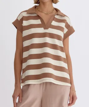 Stripe Knit Top - Light Mocha