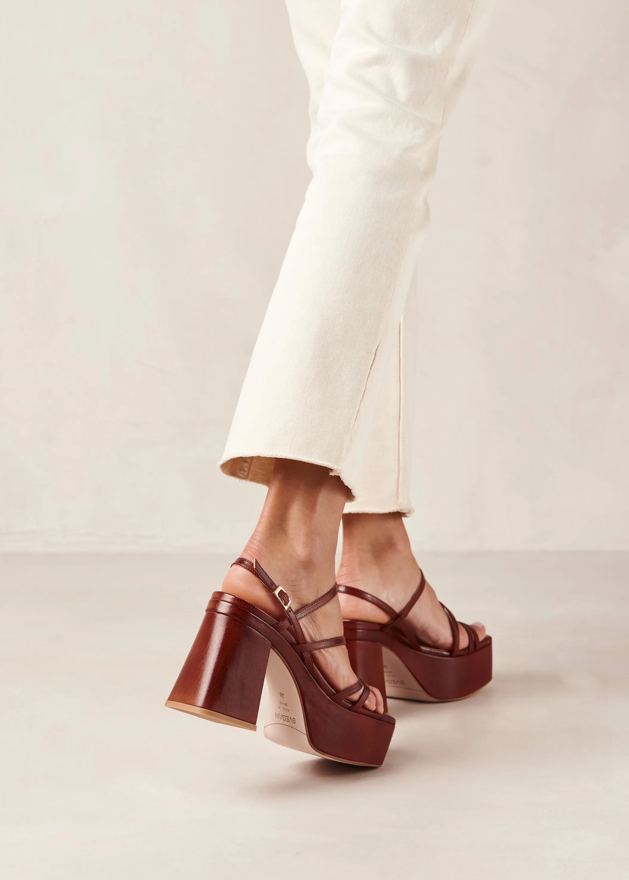 Talina Umber Brown Vegan Leather Sandals