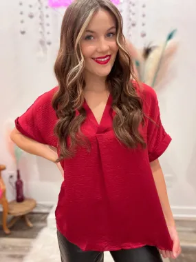 The Crimson Silk Blouse