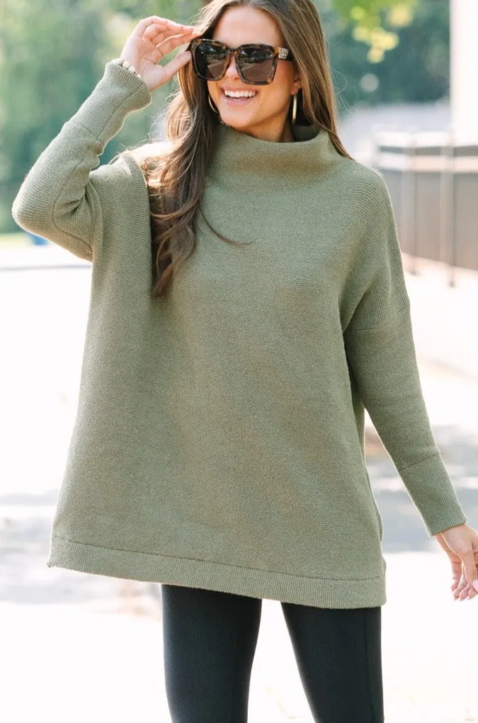 Certainly! The title Slouchy Olive Green Mock Neck Tunic can be optimized to Comfortable Olive Green Mock Neck Tunic.