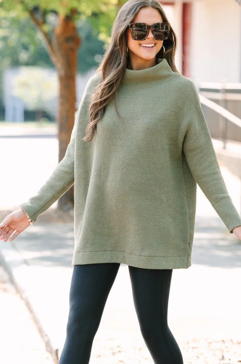 Certainly! The title Slouchy Olive Green Mock Neck Tunic can be optimized to Comfortable Olive Green Mock Neck Tunic.