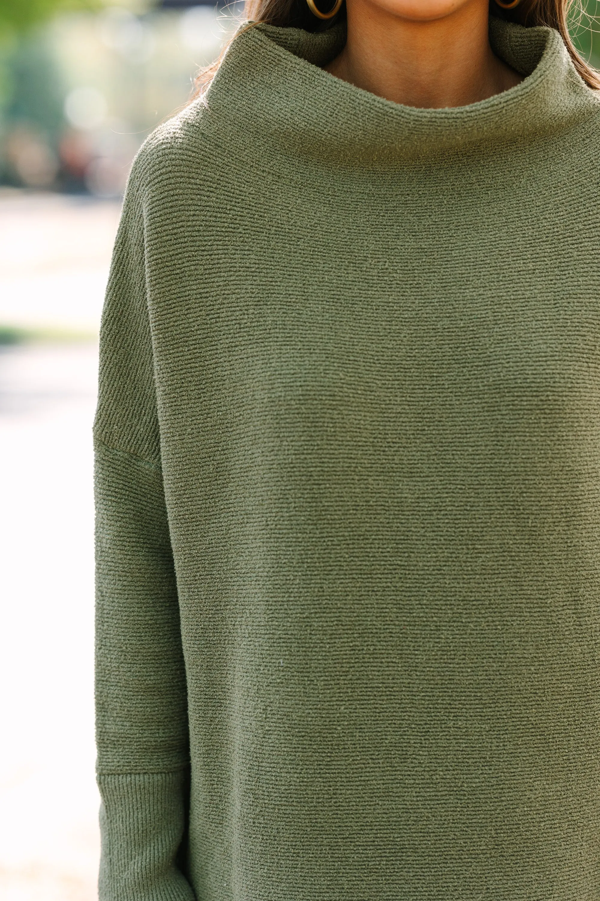 Certainly! The title Slouchy Olive Green Mock Neck Tunic can be optimized to Comfortable Olive Green Mock Neck Tunic.