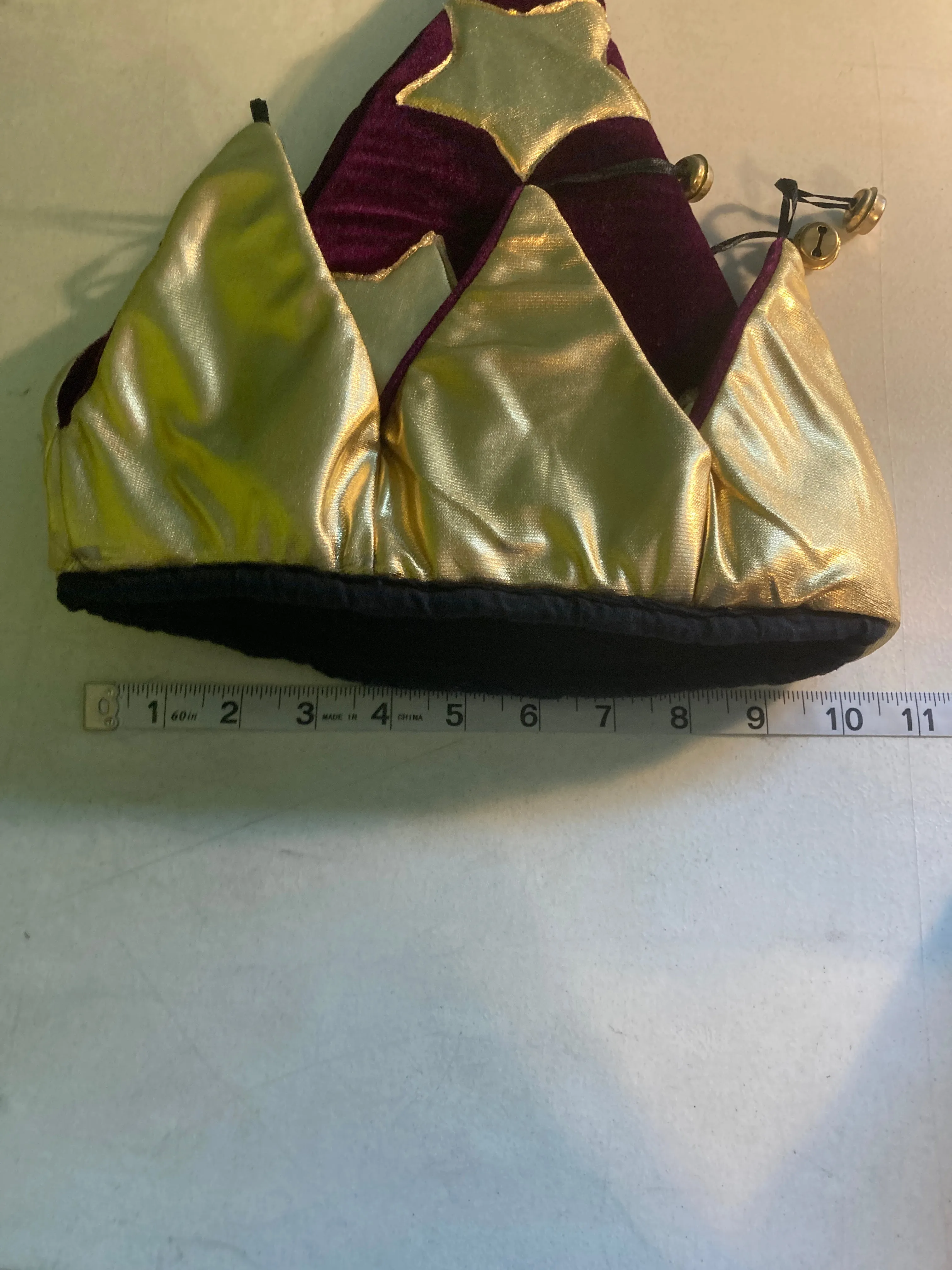 Velvet Purple & Gold Jester Hat for Child