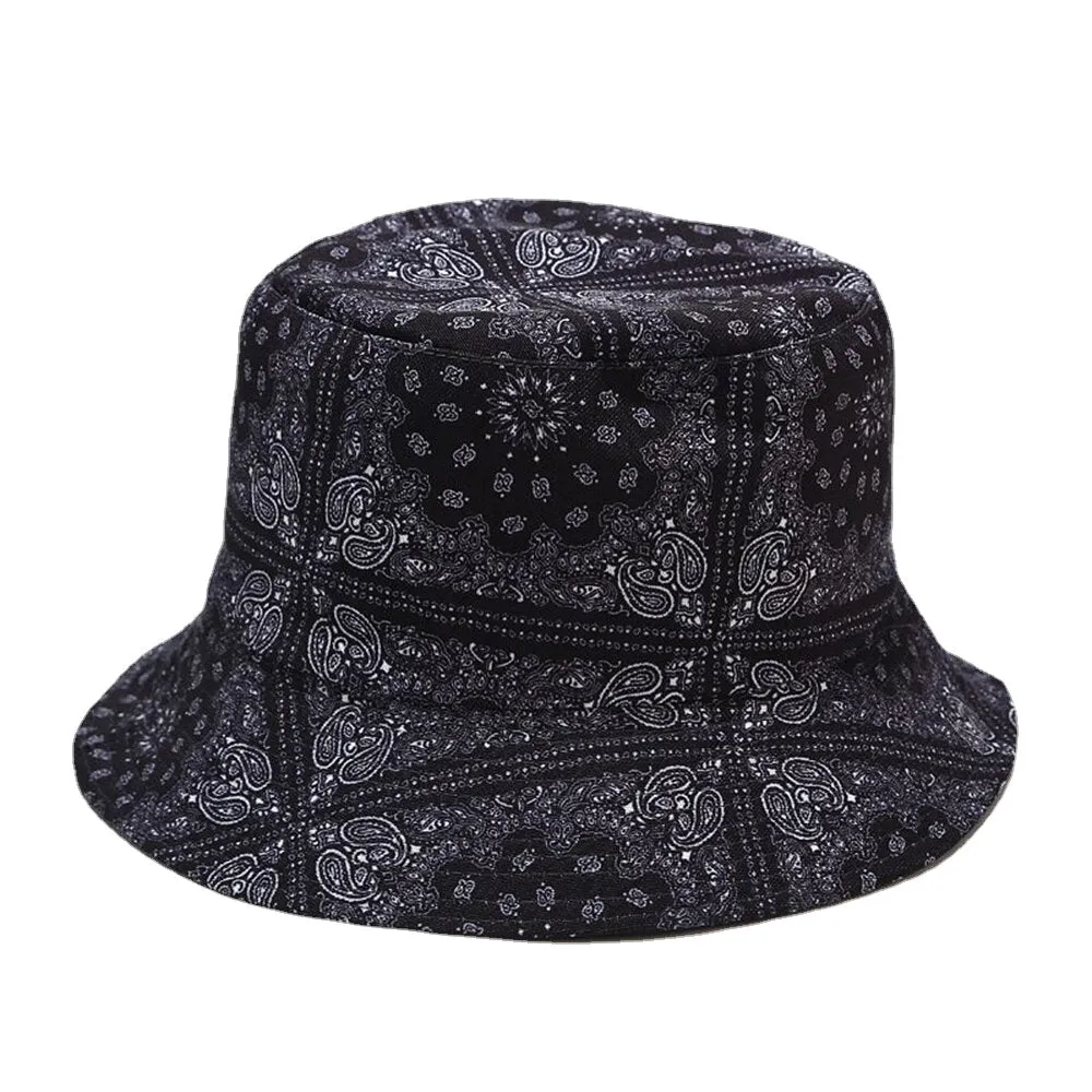 Women Double-Sided Summer UV Protection Cashew Flower Pattern Embroidery Casual Stylish Sun Hat Bucket Hat