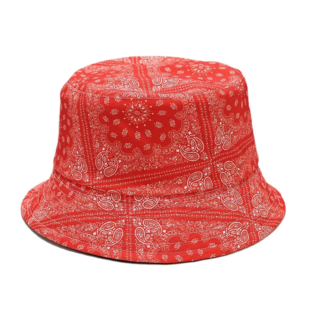 Women Double-Sided Summer UV Protection Cashew Flower Pattern Embroidery Casual Stylish Sun Hat Bucket Hat