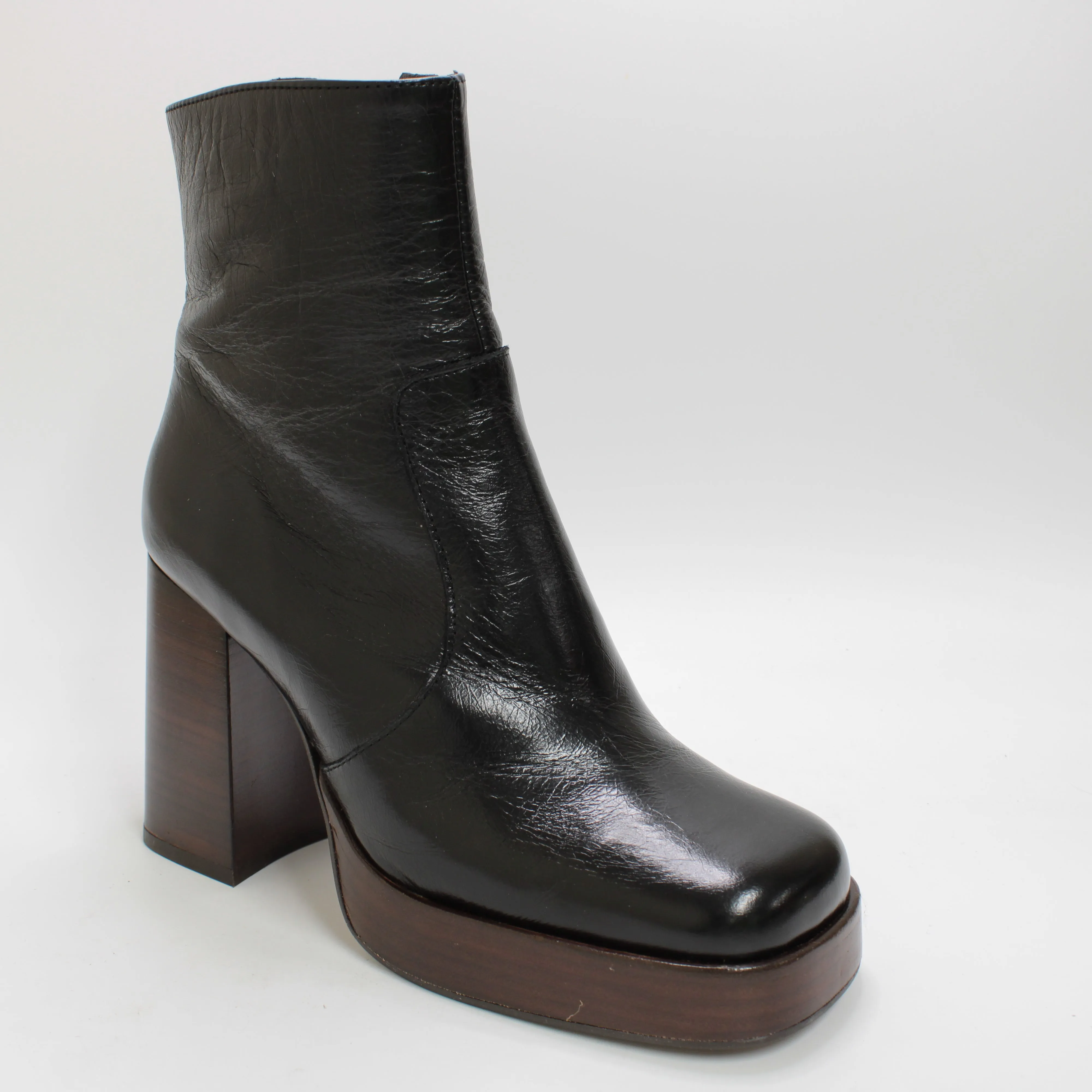 Womens Office Arlo Heelo Platform Boots Black Leather