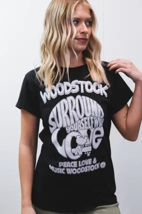 Woodstock Love Graphic Tee, Black | Recycled Karma