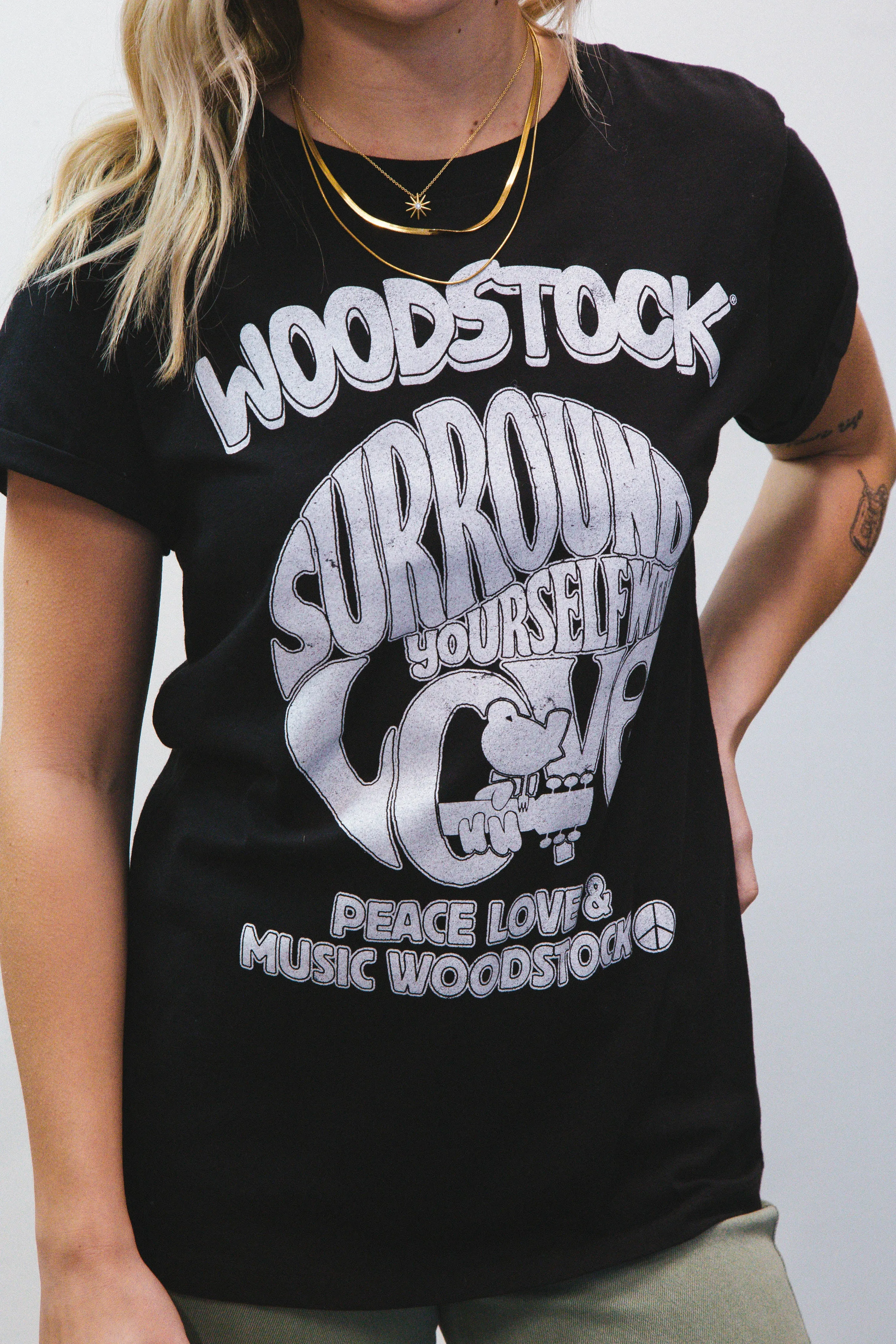 Woodstock Love Graphic Tee, Black | Recycled Karma